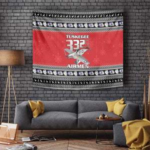 Afro Christmas Tuskegee Red Tails Airmen Tapestry Merry Christmas - African Pride