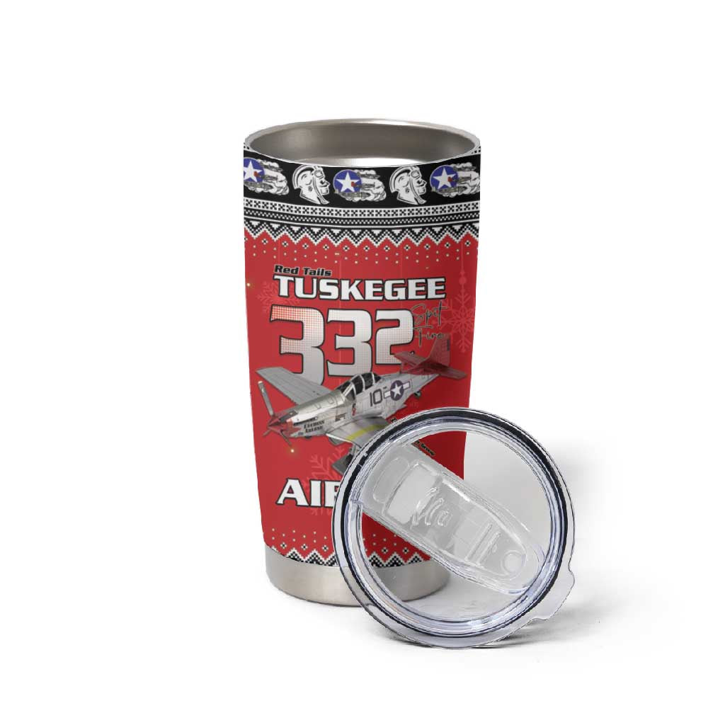 Afro Christmas Tuskegee Red Tails Airmen Tumbler Cup Merry Christmas - African Pride
