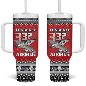 Afro Christmas Tuskegee Red Tails Airmen Tumbler With Handle Merry Christmas - African Pride