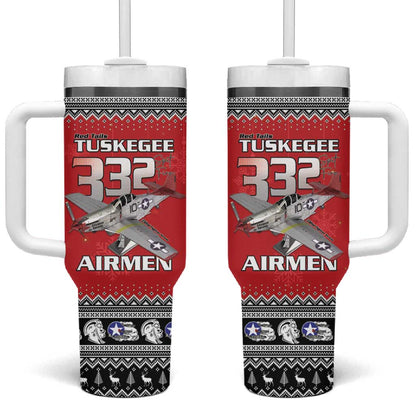Afro Christmas Tuskegee Red Tails Airmen Tumbler With Handle Merry Christmas - African Pride