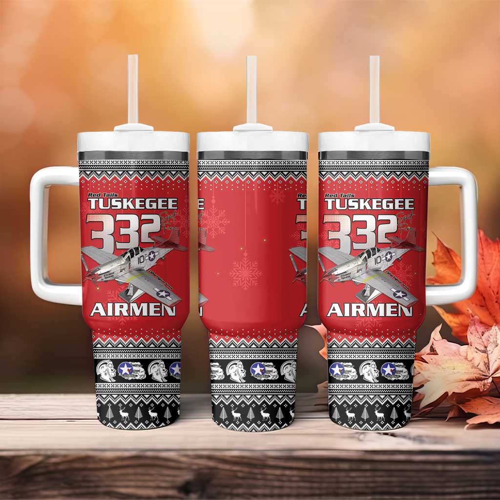 Afro Christmas Tuskegee Red Tails Airmen Tumbler With Handle Merry Christmas - African Pride