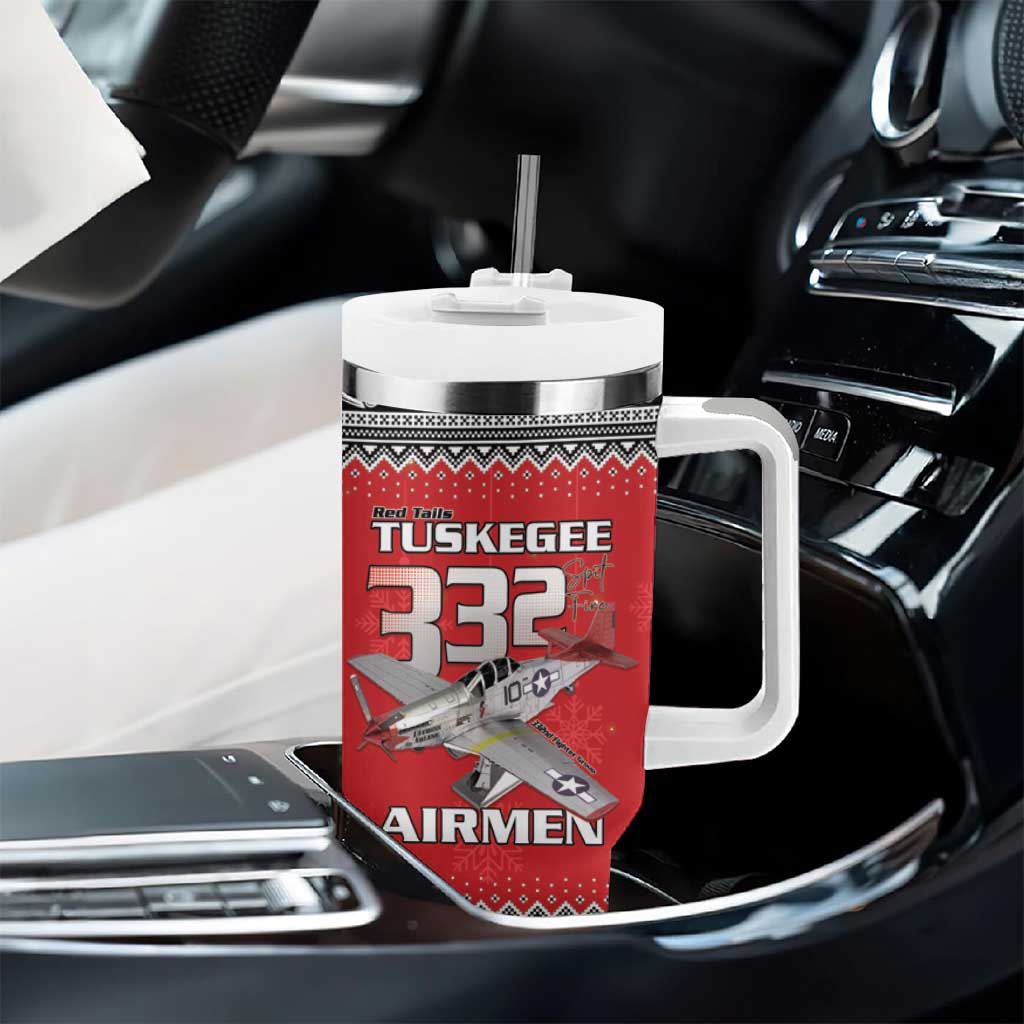 Afro Christmas Tuskegee Red Tails Airmen Tumbler With Handle Merry Christmas - African Pride