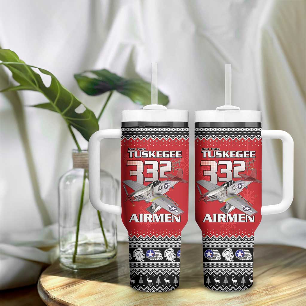 Afro Christmas Tuskegee Red Tails Airmen Tumbler With Handle Merry Christmas - African Pride