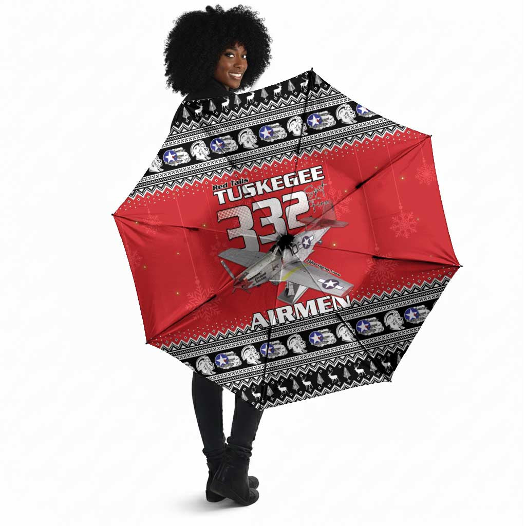 Tuskegee Red Tails Airmen Christmas Umbrella P-51 Mustang 332nd Fighter Group