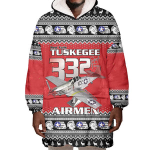 Afro Christmas Tuskegee Red Tails Airmen Wearable Blanket Hoodie Merry Christmas - African Pride