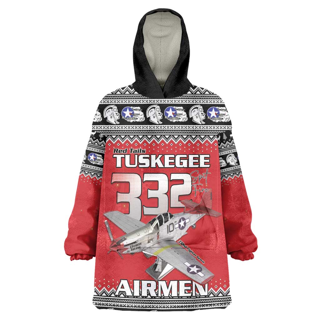 Afro Christmas Tuskegee Red Tails Airmen Wearable Blanket Hoodie Merry Christmas - African Pride