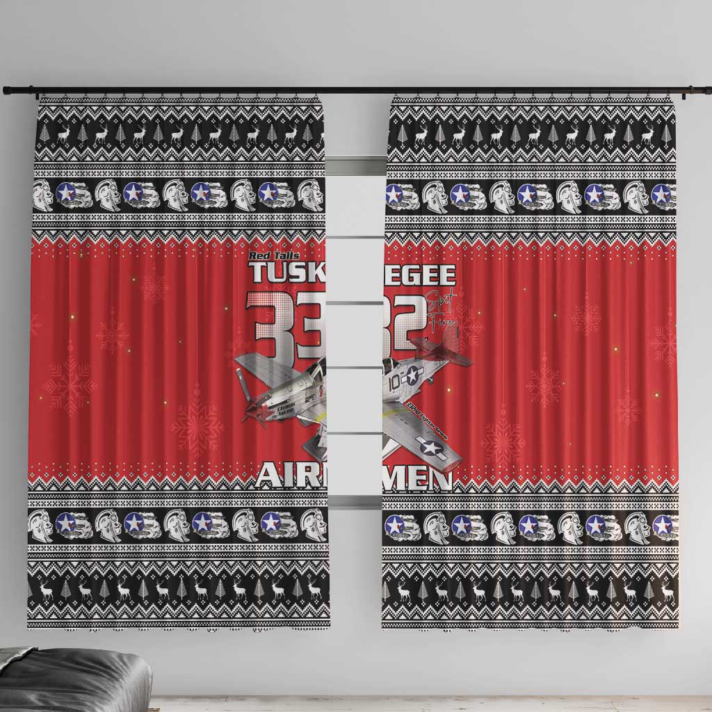 Afro Christmas Tuskegee Red Tails Airmen Window Curtain Merry Christmas - African Pride