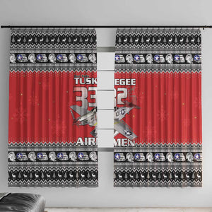 Afro Christmas Tuskegee Red Tails Airmen Window Curtain Merry Christmas - African Pride