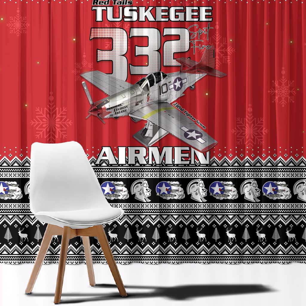 Afro Christmas Tuskegee Red Tails Airmen Window Curtain Merry Christmas - African Pride