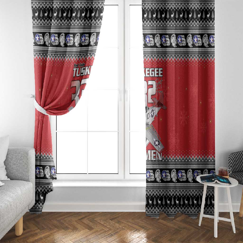 Afro Christmas Tuskegee Red Tails Airmen Window Curtain Merry Christmas - African Pride