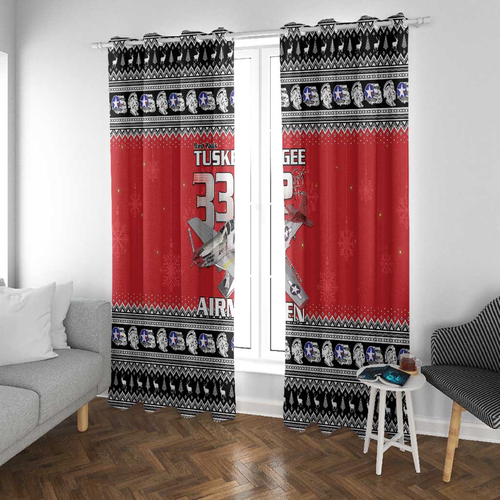 Afro Christmas Tuskegee Red Tails Airmen Window Curtain Merry Christmas - African Pride