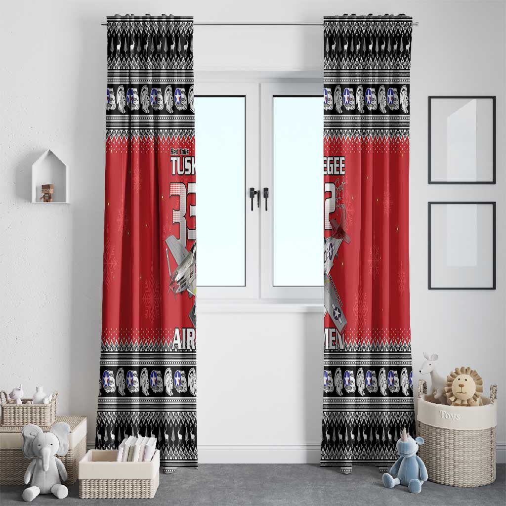 Afro Christmas Tuskegee Red Tails Airmen Window Curtain Merry Christmas - African Pride
