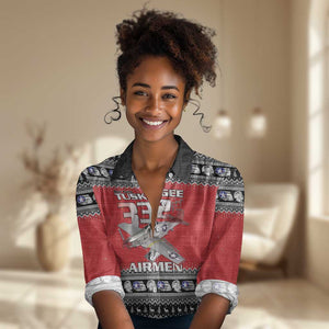 Afro Christmas Tuskegee Red Tails Airmen Women Casual Shirt Merry Christmas - African Pride