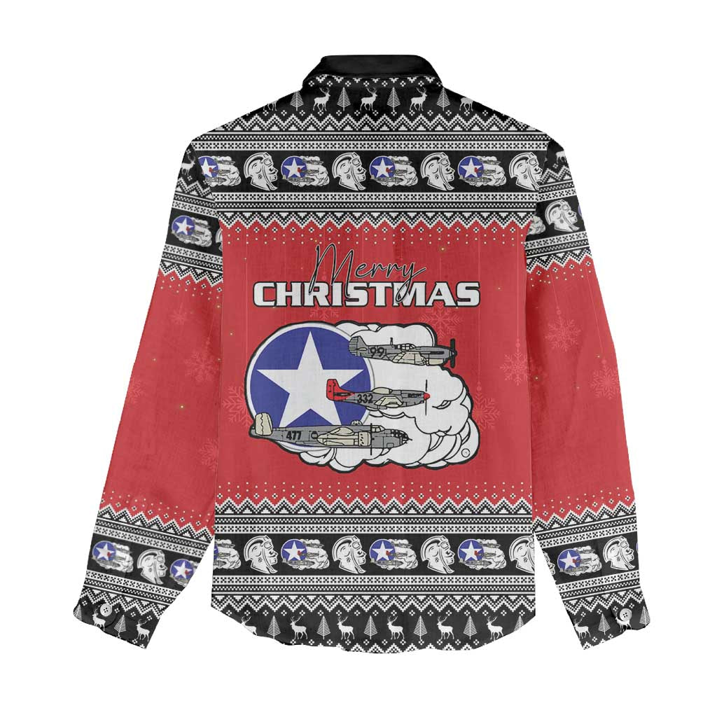 Afro Christmas Tuskegee Red Tails Airmen Women Casual Shirt Merry Christmas - African Pride