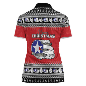 Afro Christmas Tuskegee Red Tails Airmen Women Polo Shirt Merry Christmas - African Pride