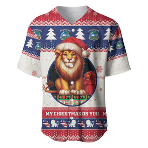 Liberia Christmas Baseball Jersey African Lion Santa