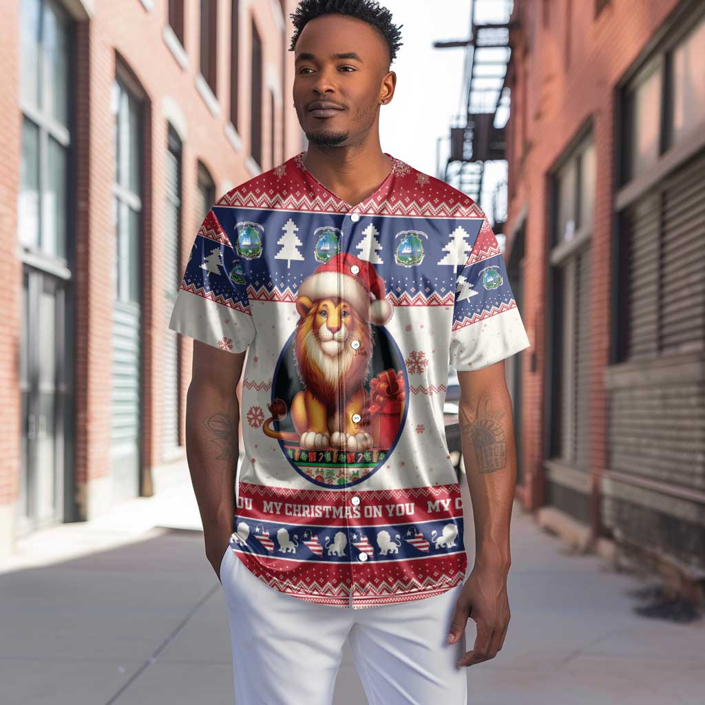 Liberia Christmas Baseball Jersey African Lion Santa