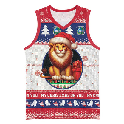 Liberia Christmas Basketball Jersey African Lion Santa - African Pride