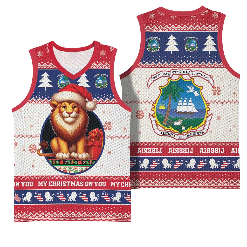 Liberia Christmas Basketball Jersey African Lion Santa - African Pride