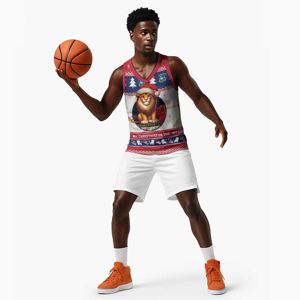 Liberia Christmas Basketball Jersey African Lion Santa - African Pride