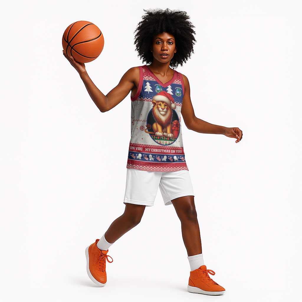 Liberia Christmas Basketball Jersey African Lion Santa - African Pride
