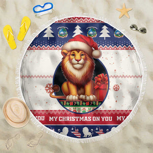 Liberia Christmas Beach Blanket African Lion Santa