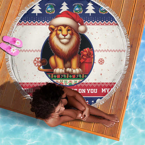 Liberia Christmas Beach Blanket African Lion Santa