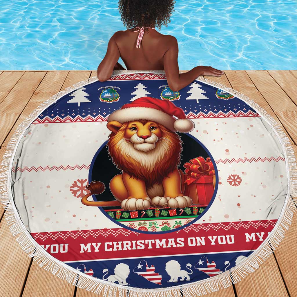 Liberia Christmas Beach Blanket African Lion Santa