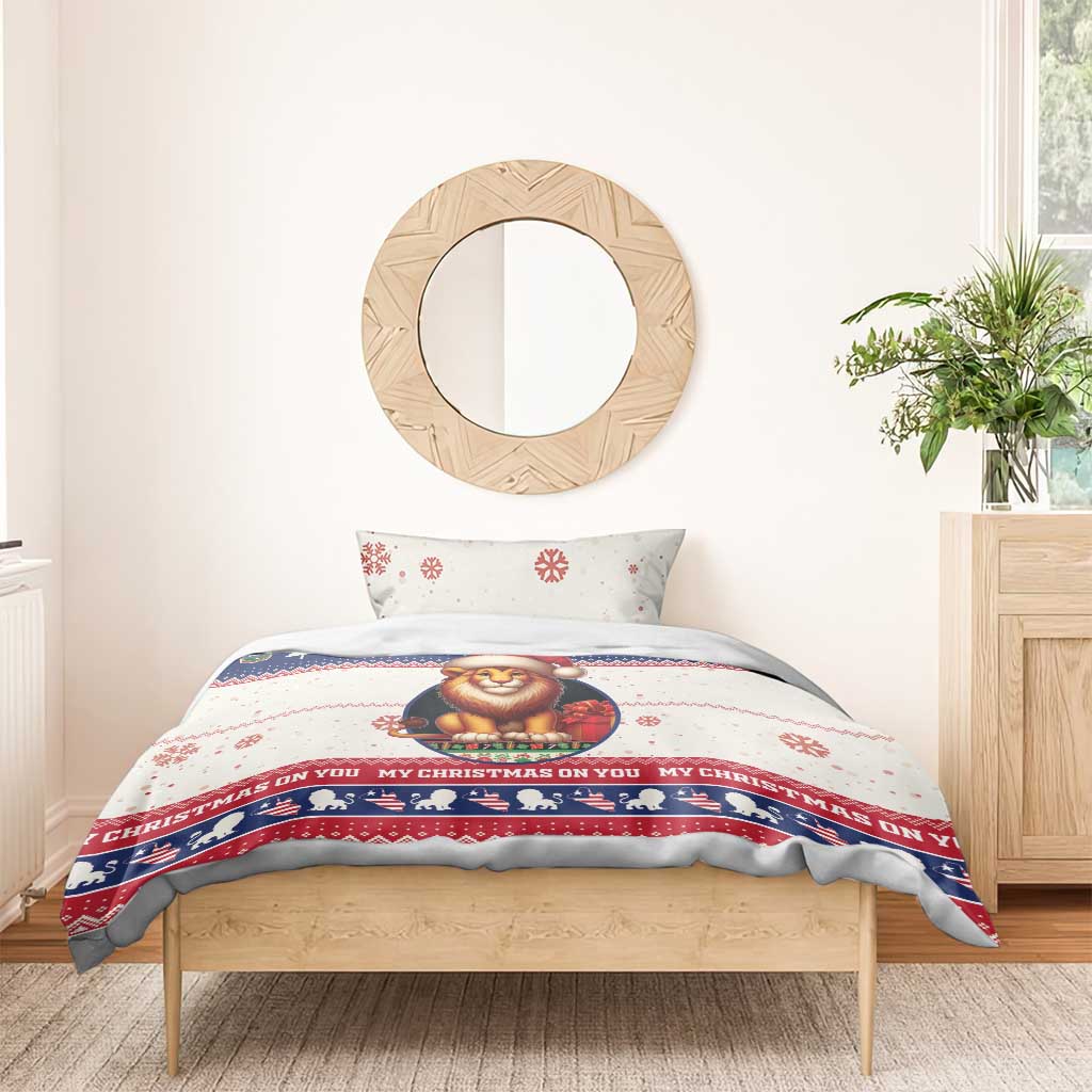 Liberia Christmas Bedding Set African Lion Santa