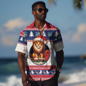 Liberia Christmas Hawaiian Shirt African Lion Santa
