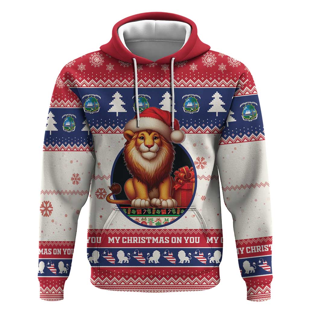 Liberia Christmas Hoodie African Lion Santa