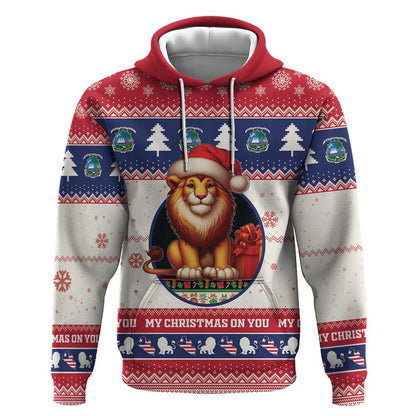 Liberia Christmas Hoodie African Lion Santa