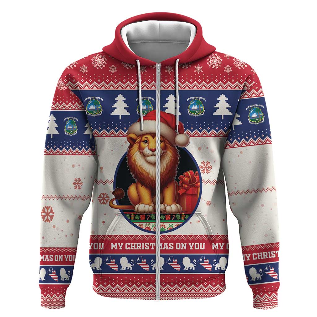 Liberia Christmas Hoodie African Lion Santa