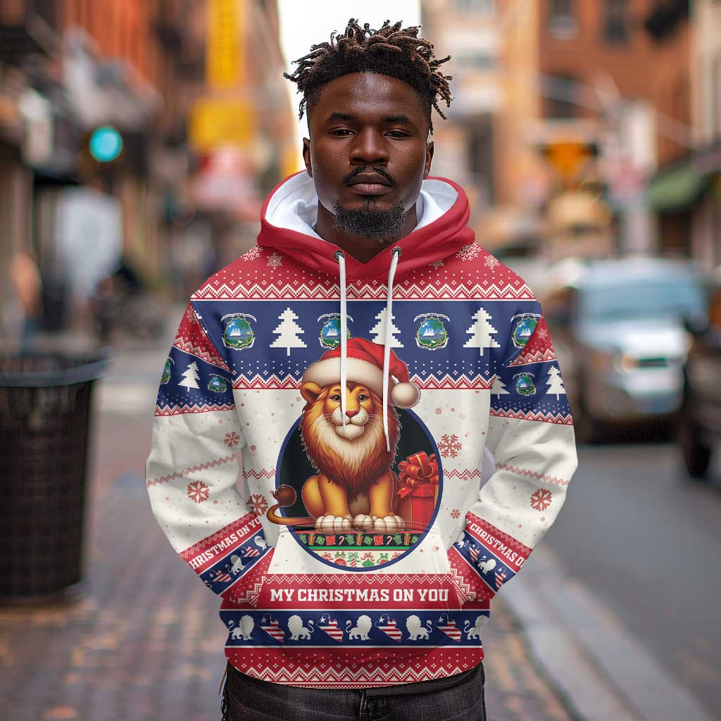 Liberia Christmas Hoodie African Lion Santa