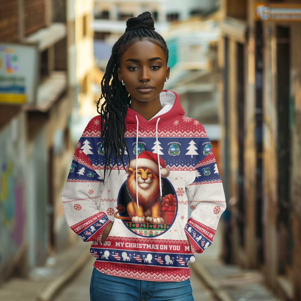 Liberia Christmas Hoodie African Lion Santa