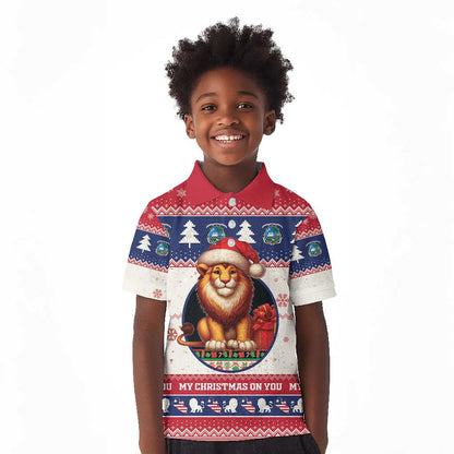 Liberia Christmas Kid Polo Shirt African Lion Santa