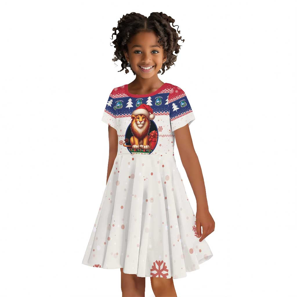 Liberia Christmas Kid Short Sleeve Dress African Lion Santa