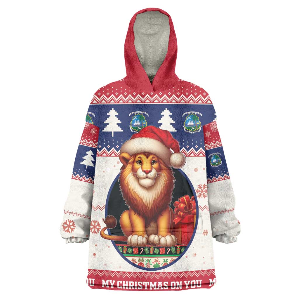 Liberia Christmas Kid Wearable Blanket Hoodie African Lion Santa