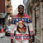 Liberia Christmas Long Sleeve Button Shirt African Lion Santa
