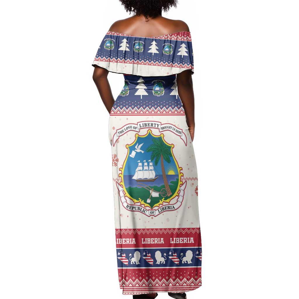 Liberia Christmas Off Shoulder Maxi Dress African Lion Santa