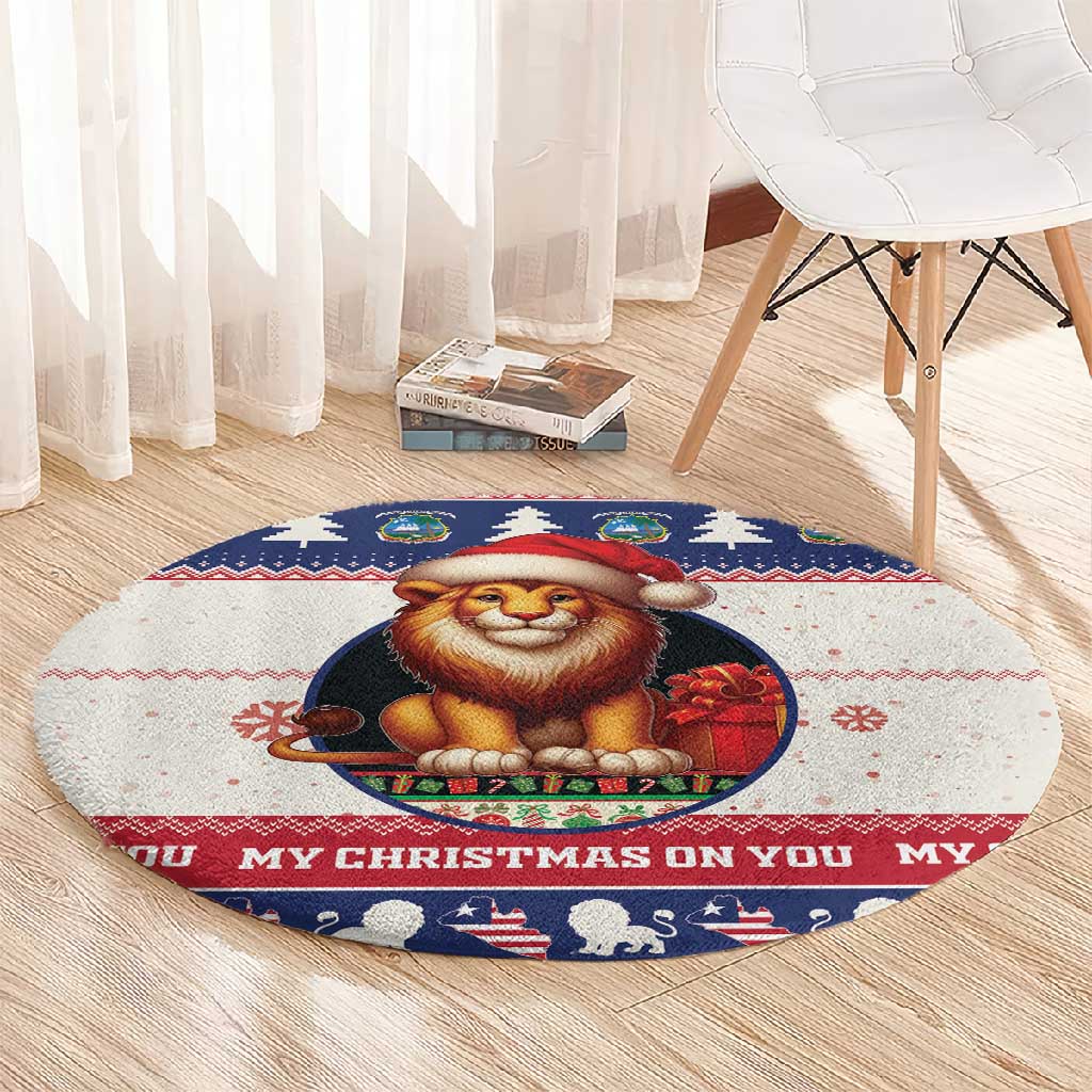 Liberia Christmas Round Carpet African Lion Santa