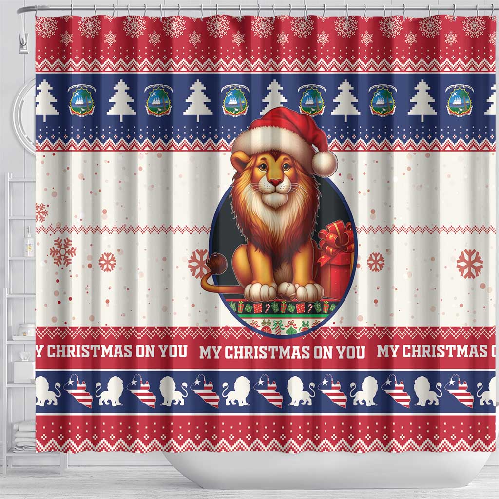 Liberia Christmas Shower Curtain African Lion Santa