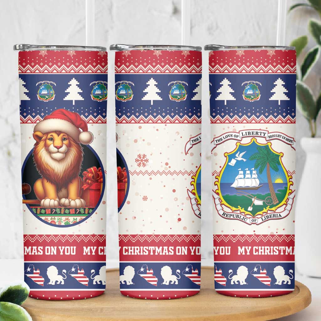 Liberia Christmas Skinny Tumbler African Lion Santa