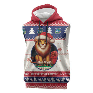 Liberia Christmas Sleeveless Hoodie African Lion Santa - African Pride