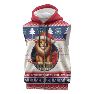 Liberia Christmas Sleeveless Zip Hoodie African Lion Santa - African Pride