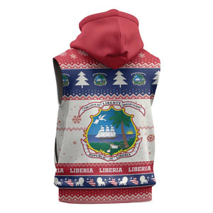 Liberia Christmas Sleeveless Zip Hoodie African Lion Santa - African Pride