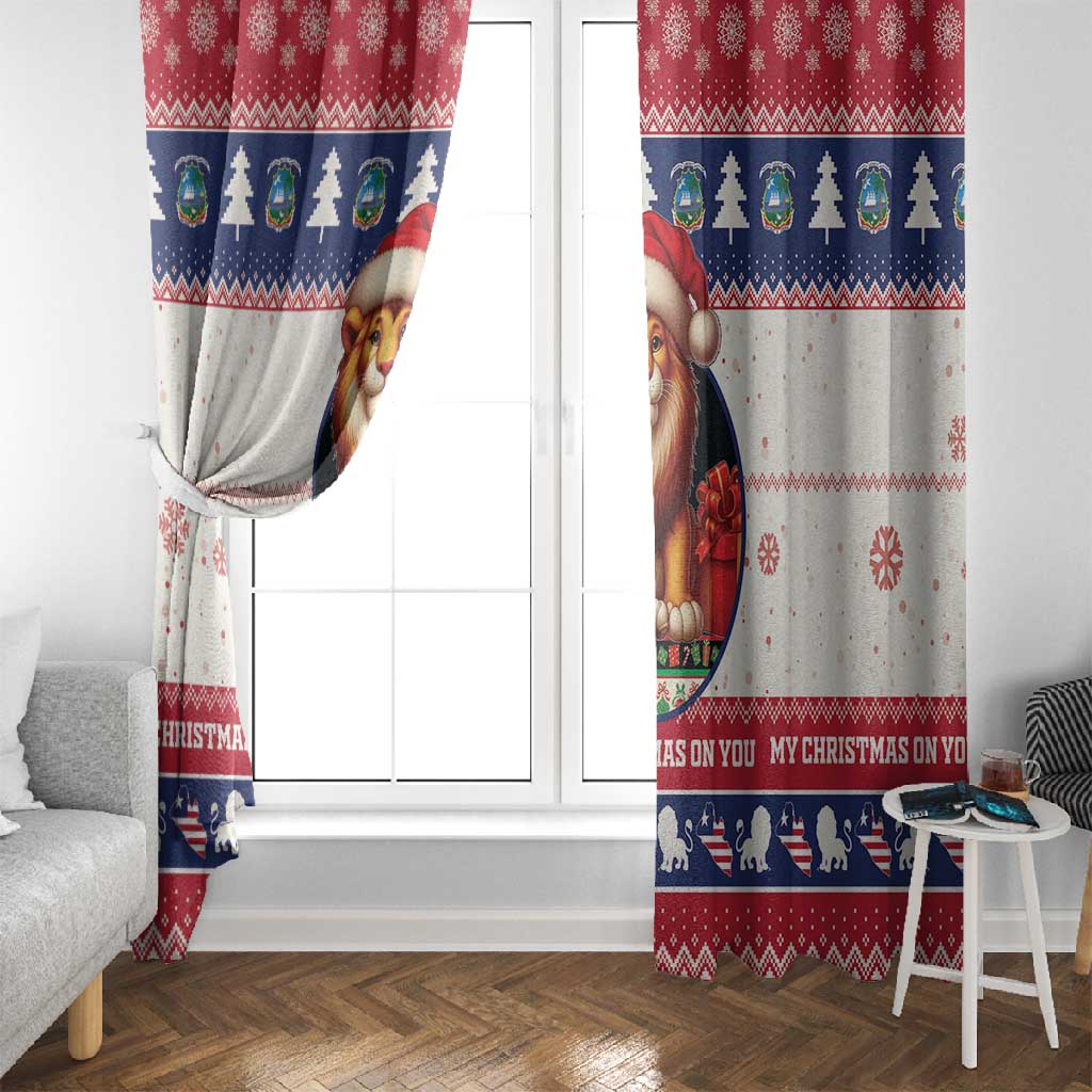 Liberia Christmas Window Curtain African Lion Santa