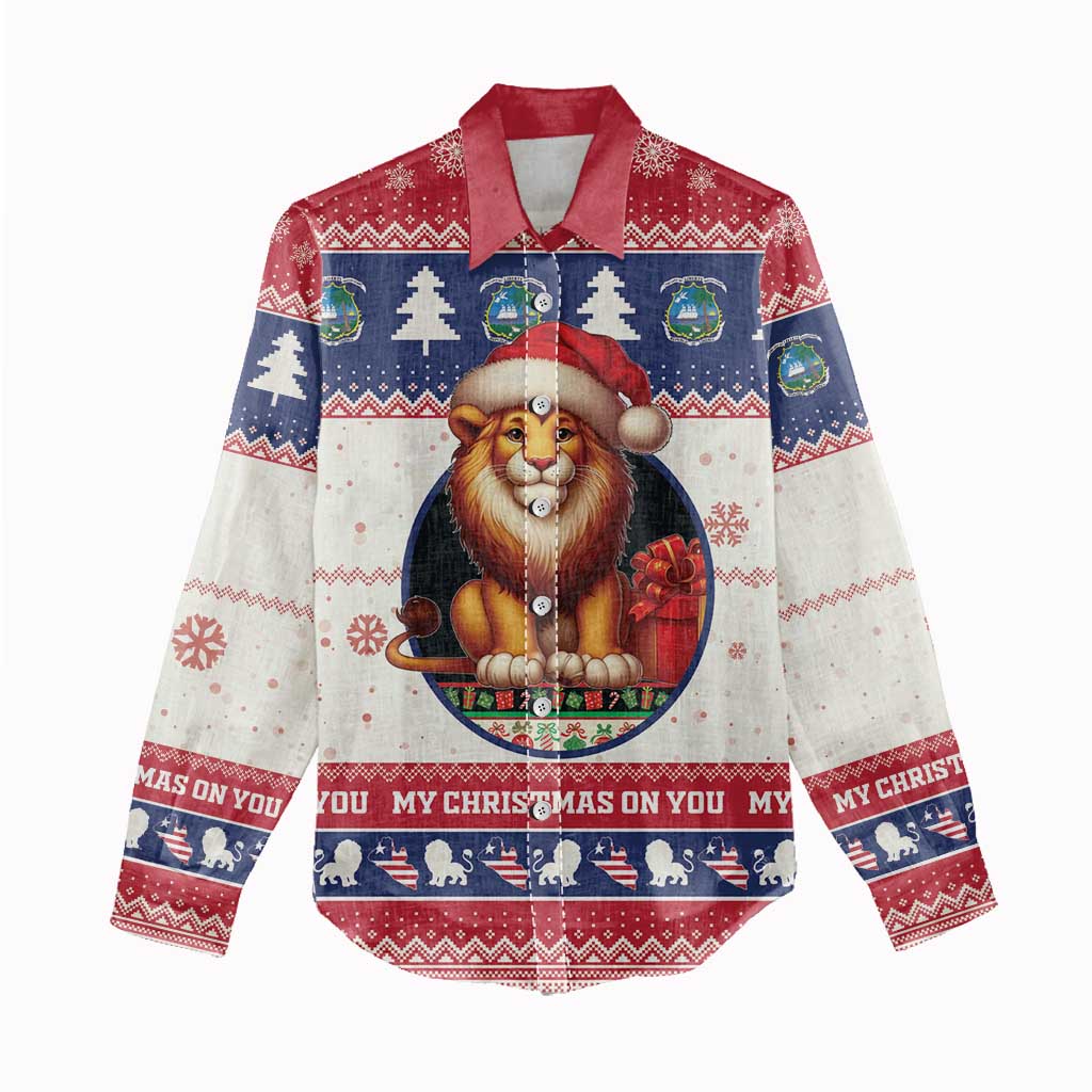Liberia Christmas Women Casual Shirt African Lion Santa LT15