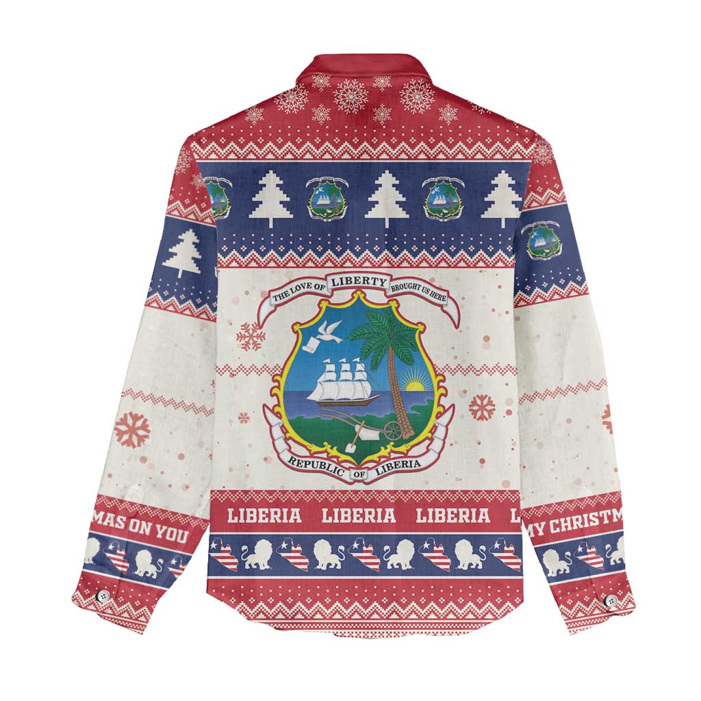 Liberia Christmas Women Casual Shirt African Lion Santa LT15