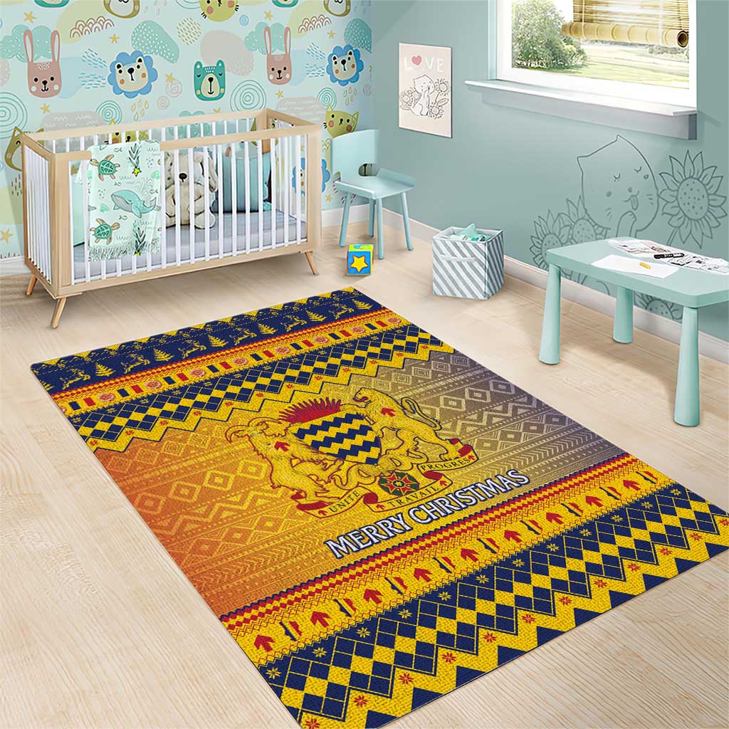 Afro Chad Christmas Area Rug Coat Of Arms With African Pattern